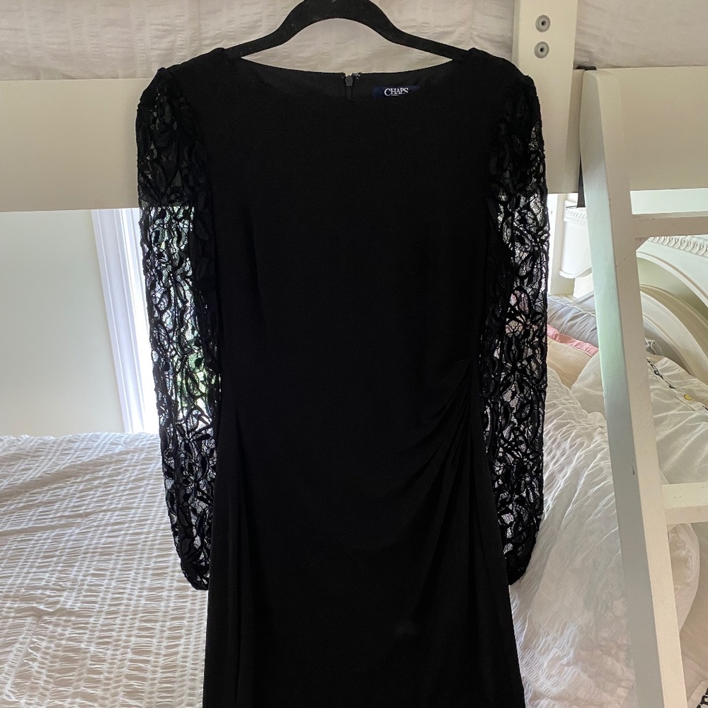 Chaps formal, fitted black dress